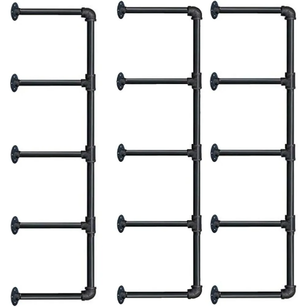 Industrial Wall Mount Iron Pipe Shelf Shelves Shelving Bracket Vintage Retro Black DIY Open Bookshelf DIY Storage offcie Room