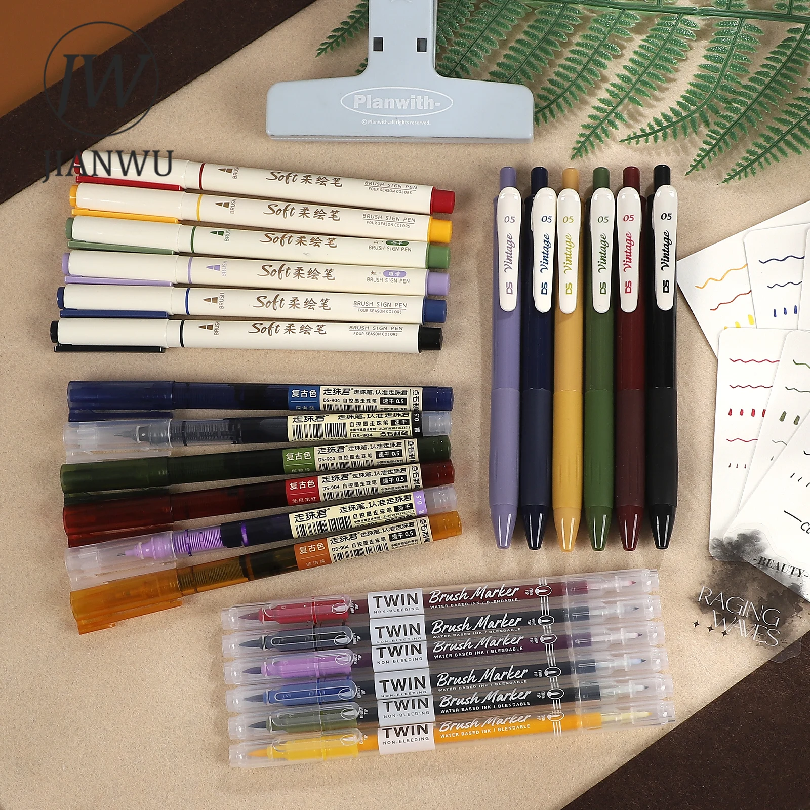 

Набор гелевых ручек JIANWU, 4 шт./компл., винтажные, разноцветные, для коллажей, творчества, дневников, студенческих принадлежностей, канцтовары