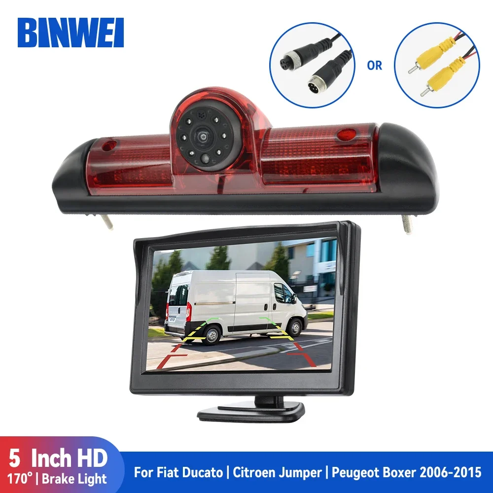 

BINWEI Car 5 Inch Monitor with 170° Rear View Camera Brake Light for Fiat Ducato | Citroen Jumper| Peugeot Boxer 2006-2015