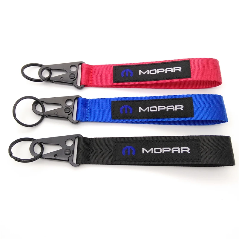 Car Seat belt material nylon cloth keychain embroidery stitching for MOPAR emblem for Chrysler jeep ford chevrolet accessories