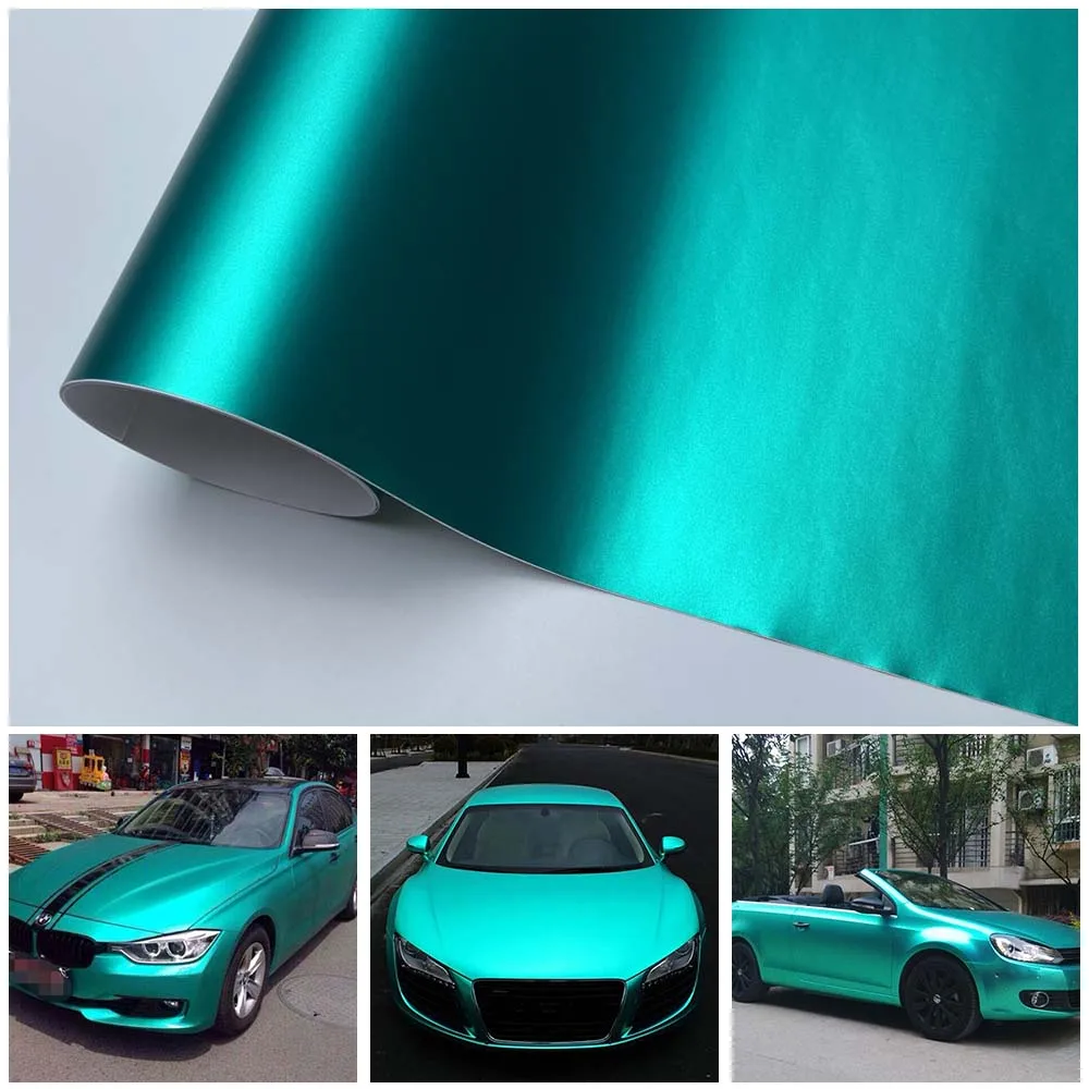 

Satin Mint Blue Matte Metallic Vinyl Film Chrome Car Wrap Sticker with Air Release