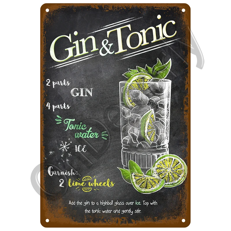 Plaque Metal Sign Plate Vintage Posters Wall Art Drink Beer Cocktail Tin Sign Decoration For Bar Pub Club Man Cave Iron Painting