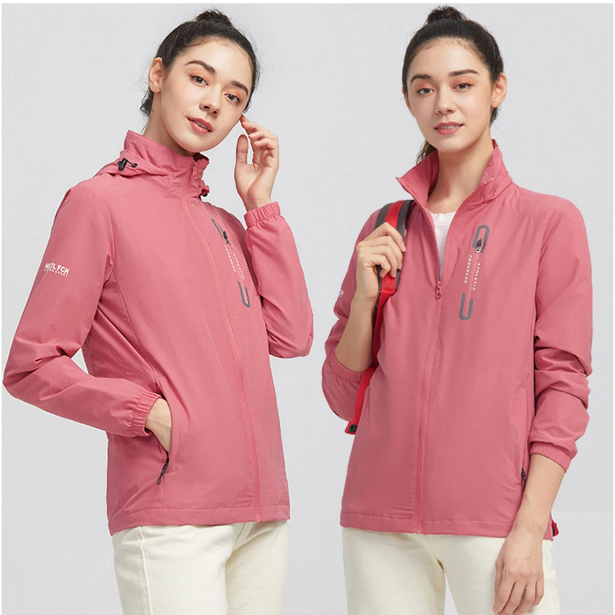 

2026 Spring Autumn Women's Thin Single Layer Hiking Jacket Outdoor Breathable Windproof Waterproof Casual Sports Top