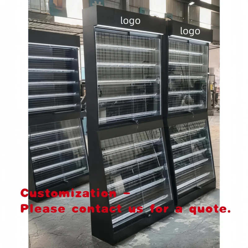 custom.Black Color Siding Lockable Door Graded Sports Card Display Cabinet Trading Card Collector Wall Display Rack