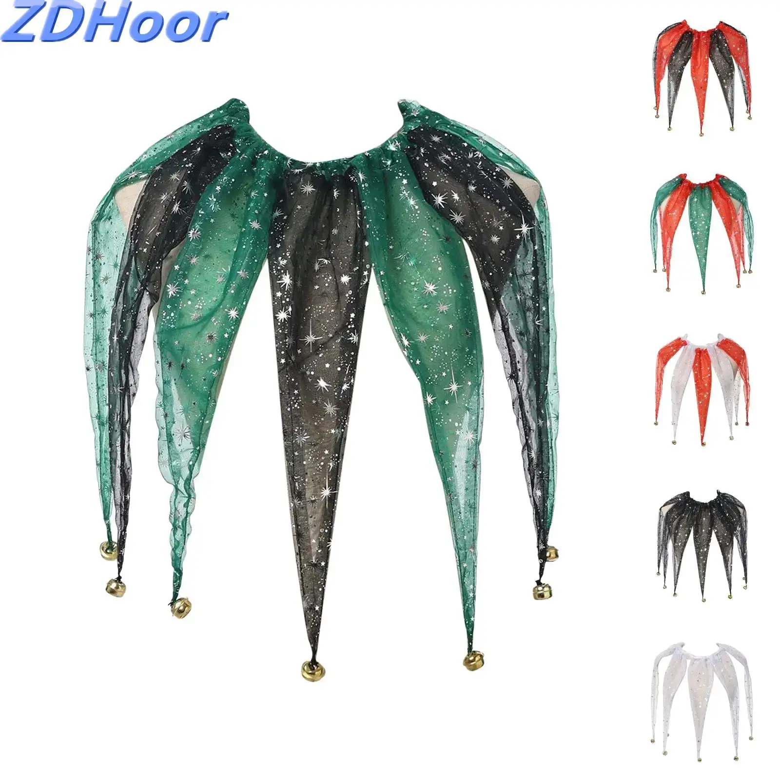 

Pointed Clown Collar Christmas Party Collar for Decor Jester Neck Accessories with Jingle Bell Costumes