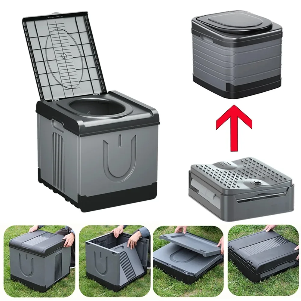 Movable Toilet Portable Multifunction Bedpan Strong Bearing Capacity Reusable Trash Can Self-driving Travel Supplies