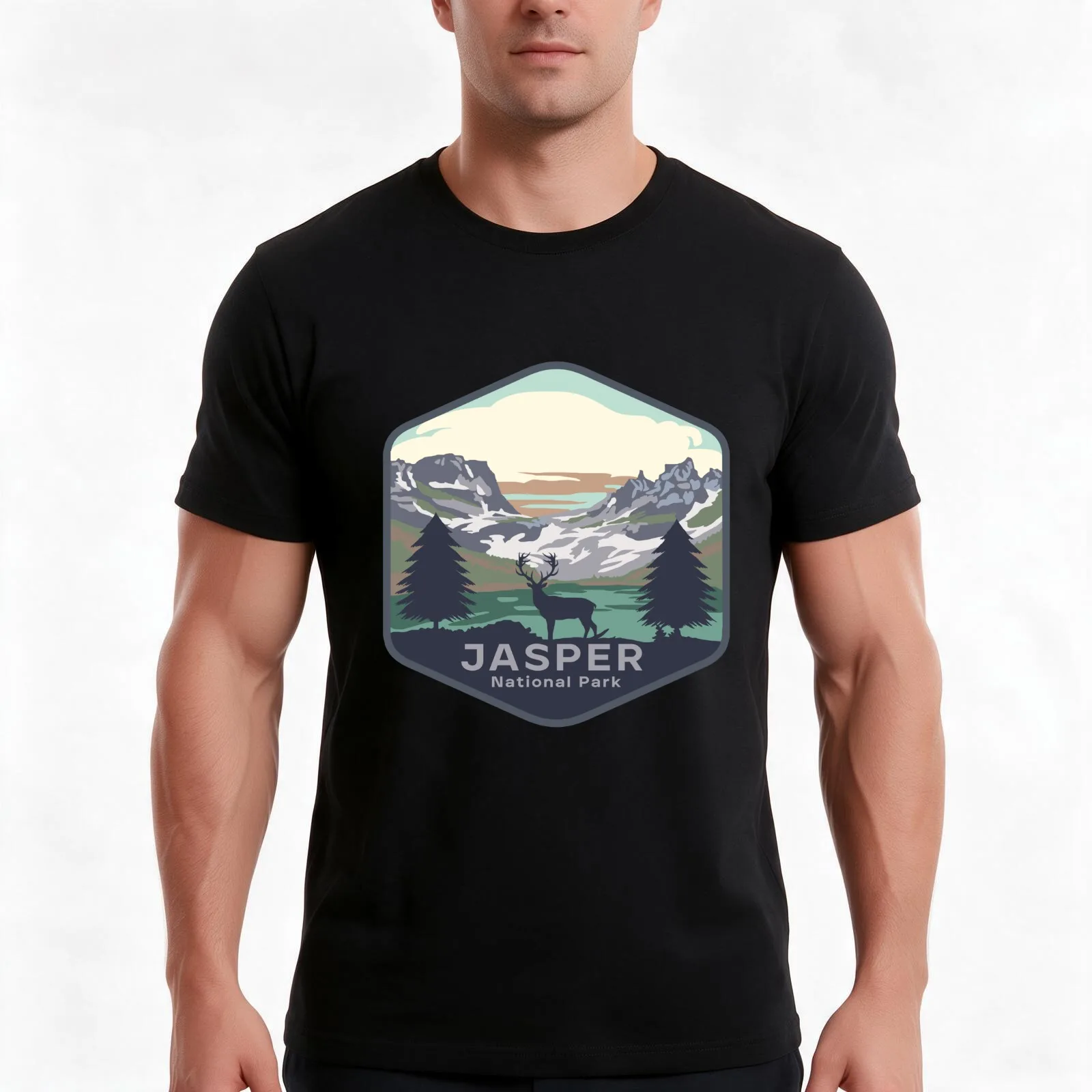 JASPER National Park T-Shirt, Summer Casual Cotton Tee, Oversized Streetwear Tops, Vintage Graphic Print, Loose Fit Short Sleeve