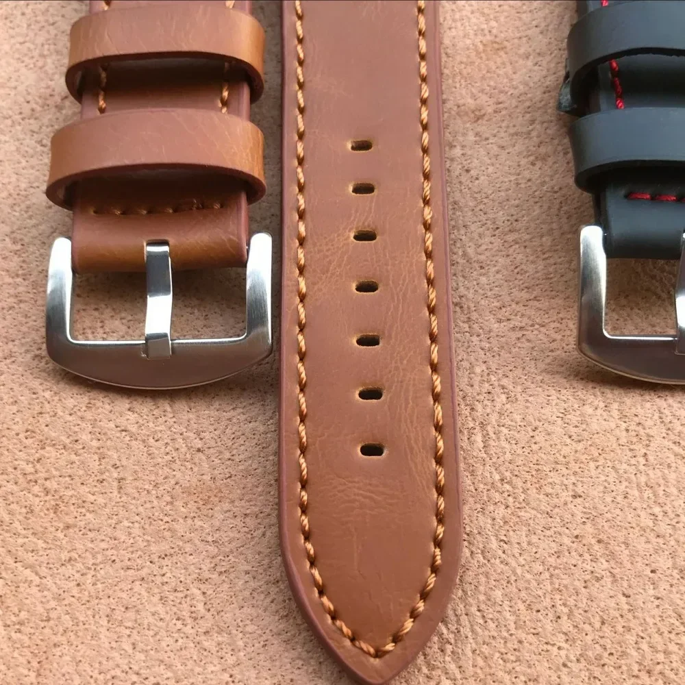 Leather Watch Band 18mm 20mm 22mm 24mm Sport Bracelet Smart Watch Replacement Strap Universal Belt Wristband Accessories