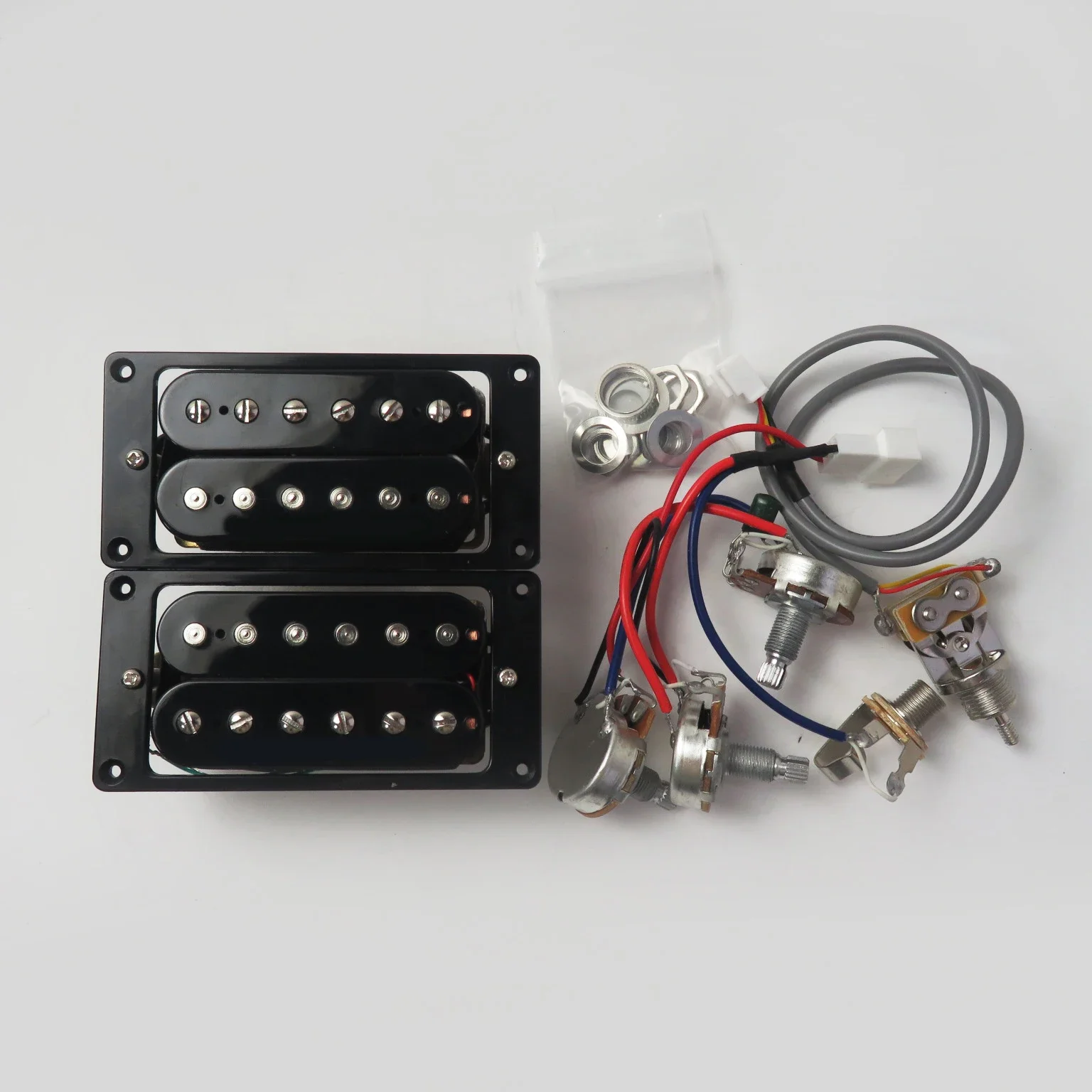 

New Guitar Pickups Humbucker Electric Guitar Pickups 4C zebra / Black set With 2v1t Wiring Harness