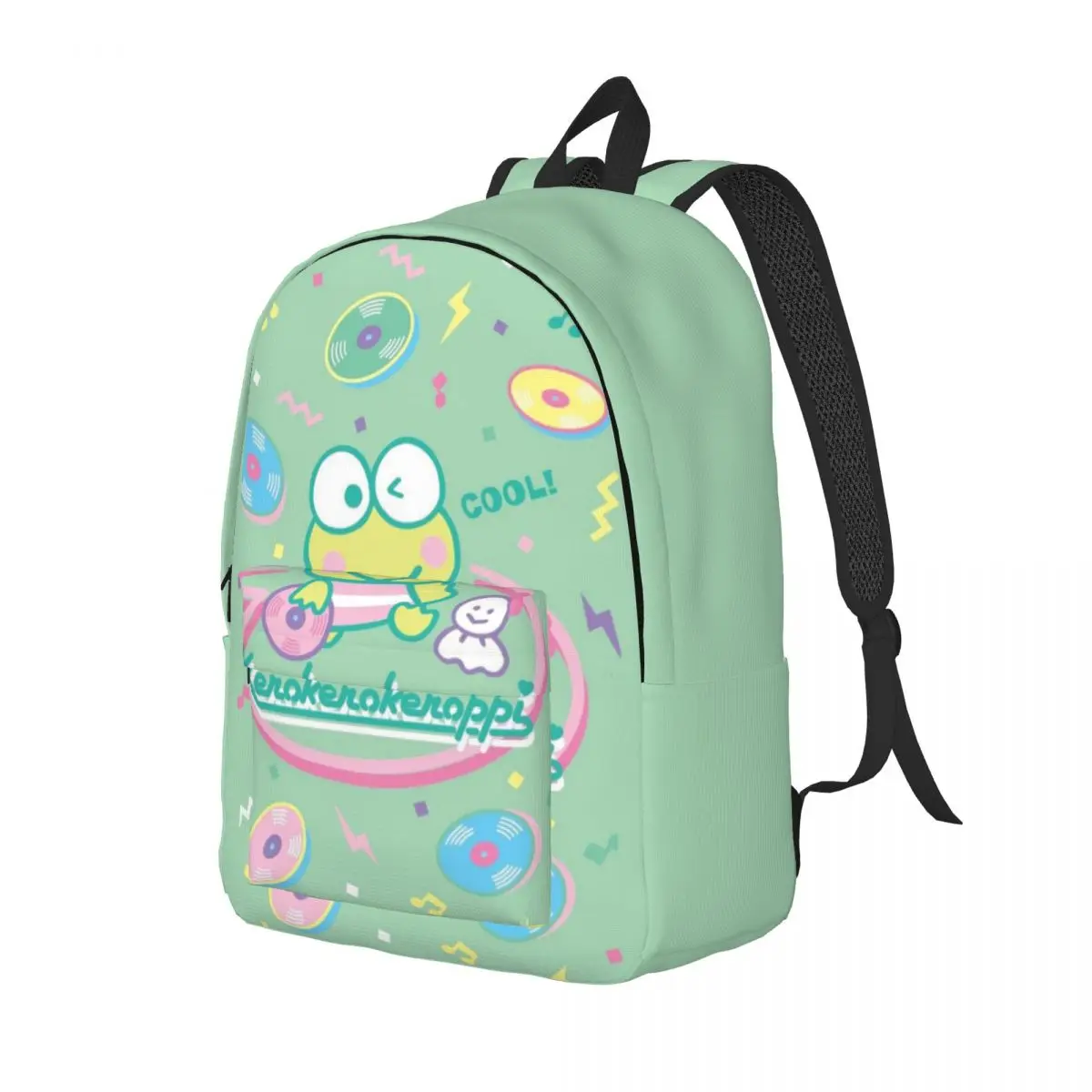 Custom Cute Kerokero Keroppi Cartoon Canvas Backpack for Men Women Water Resistant School College Bag Printing Bookbags