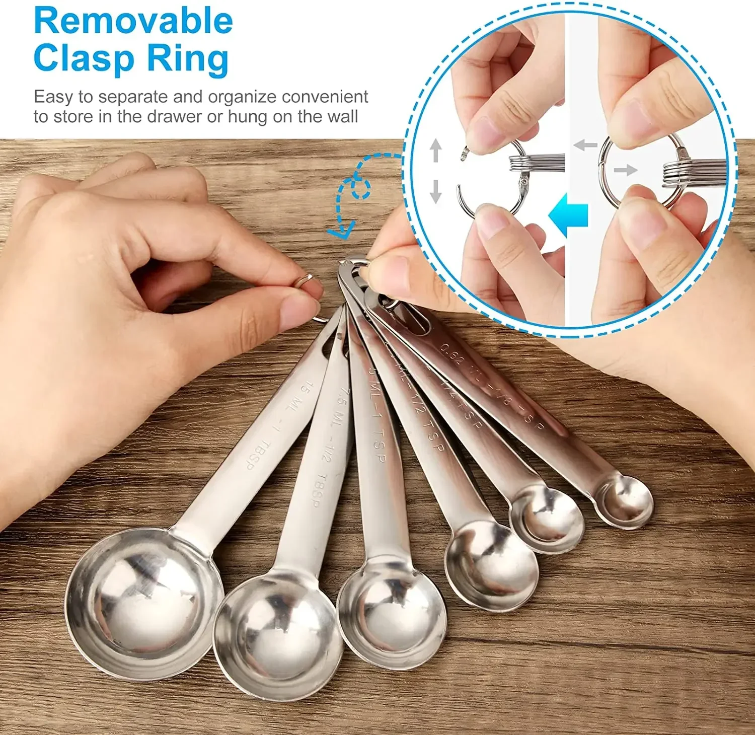 Durable Stainless Steel Measuring Spoons Cups Set Spoons Measuring Tools with Bonus Leveler Etched Markings Kitchen Gadgets