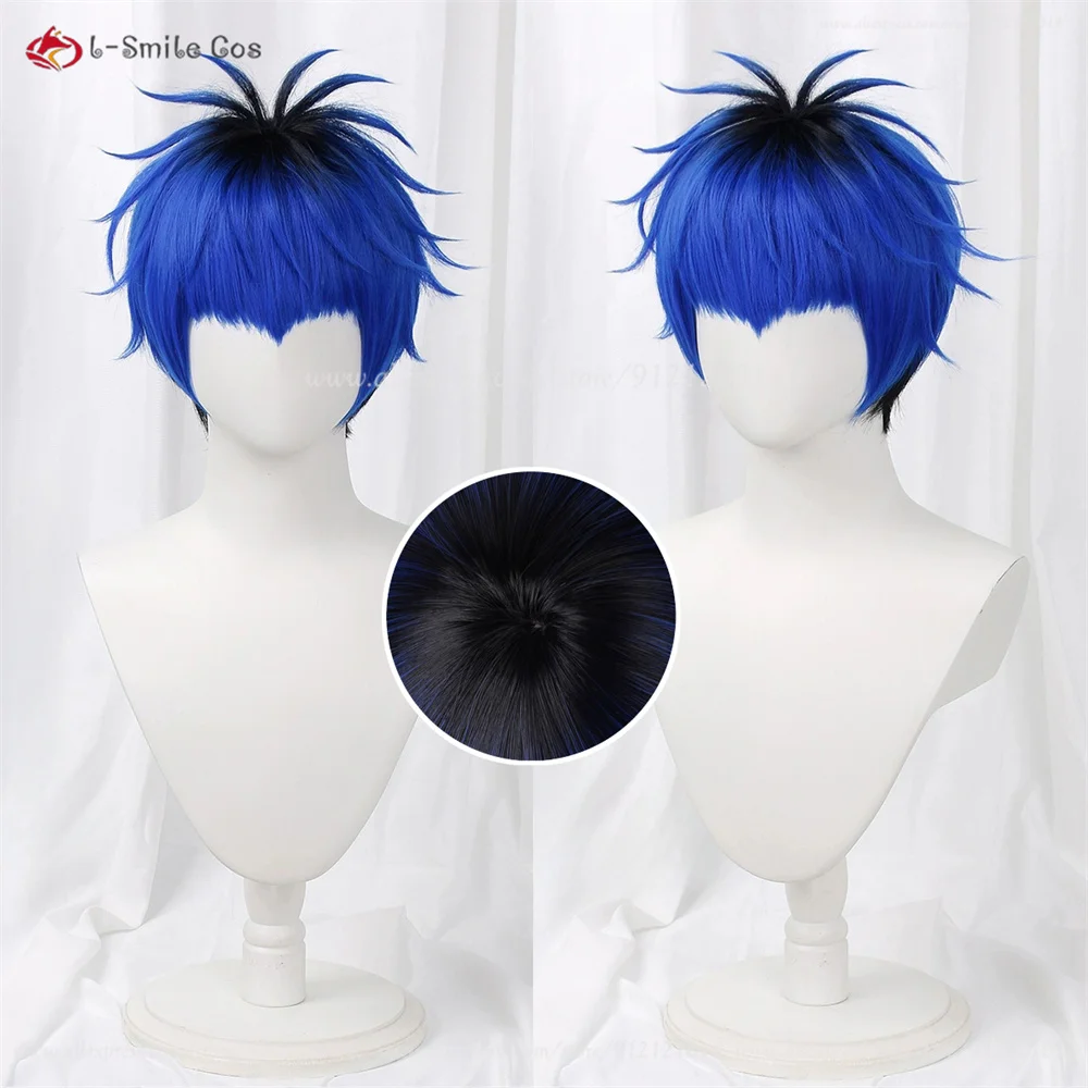 

Omokage Yugamu Cosplay Wig Blue Black Dyeing 28cm Wigs For Men Cosplay Anime Wig Heat Resistant Synthetic Hair Halloween