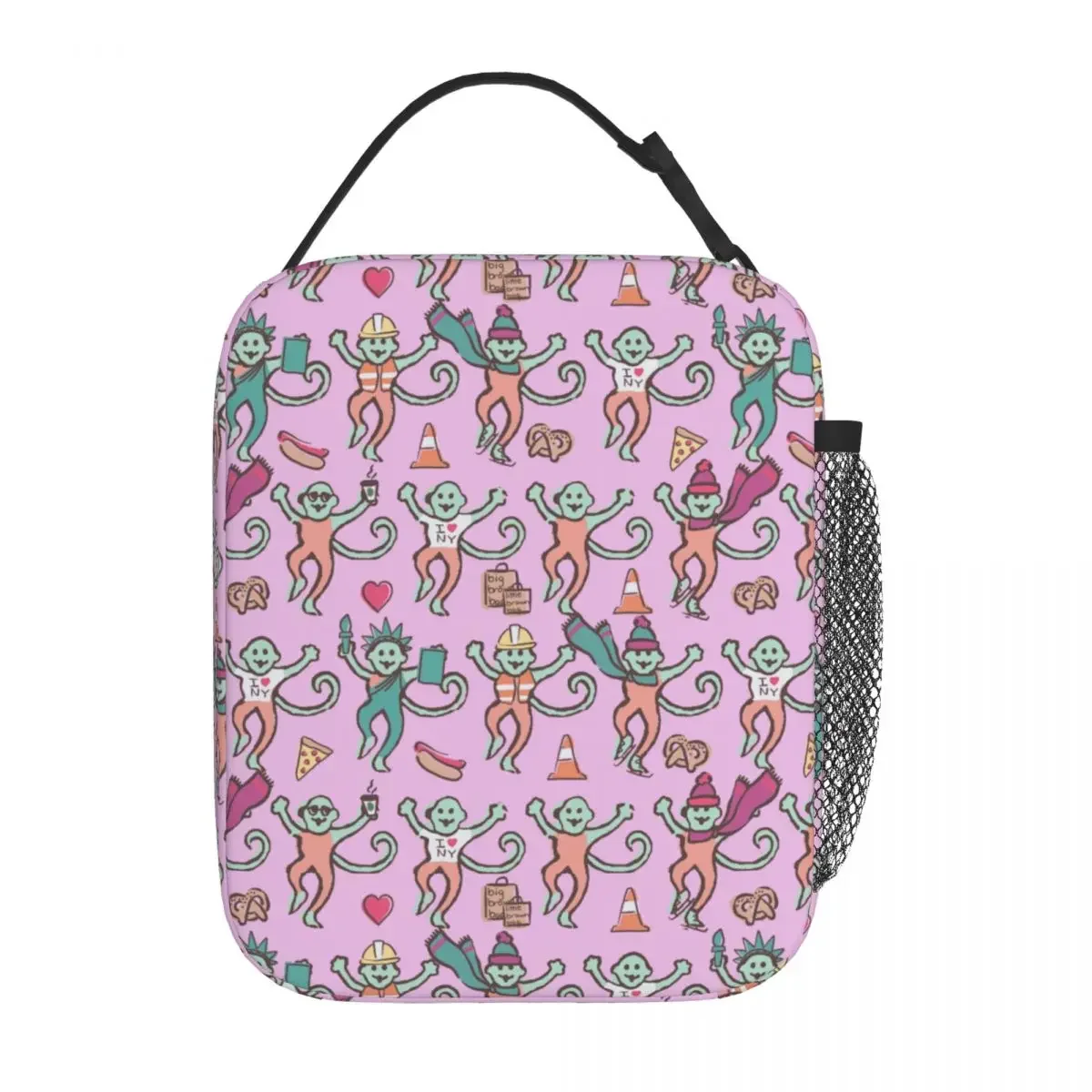 Preppy Roller Monkeys Rabbit Insulated Lunch Bag for Women Waterproof Cooler Thermal Lunch Box Kids School Children