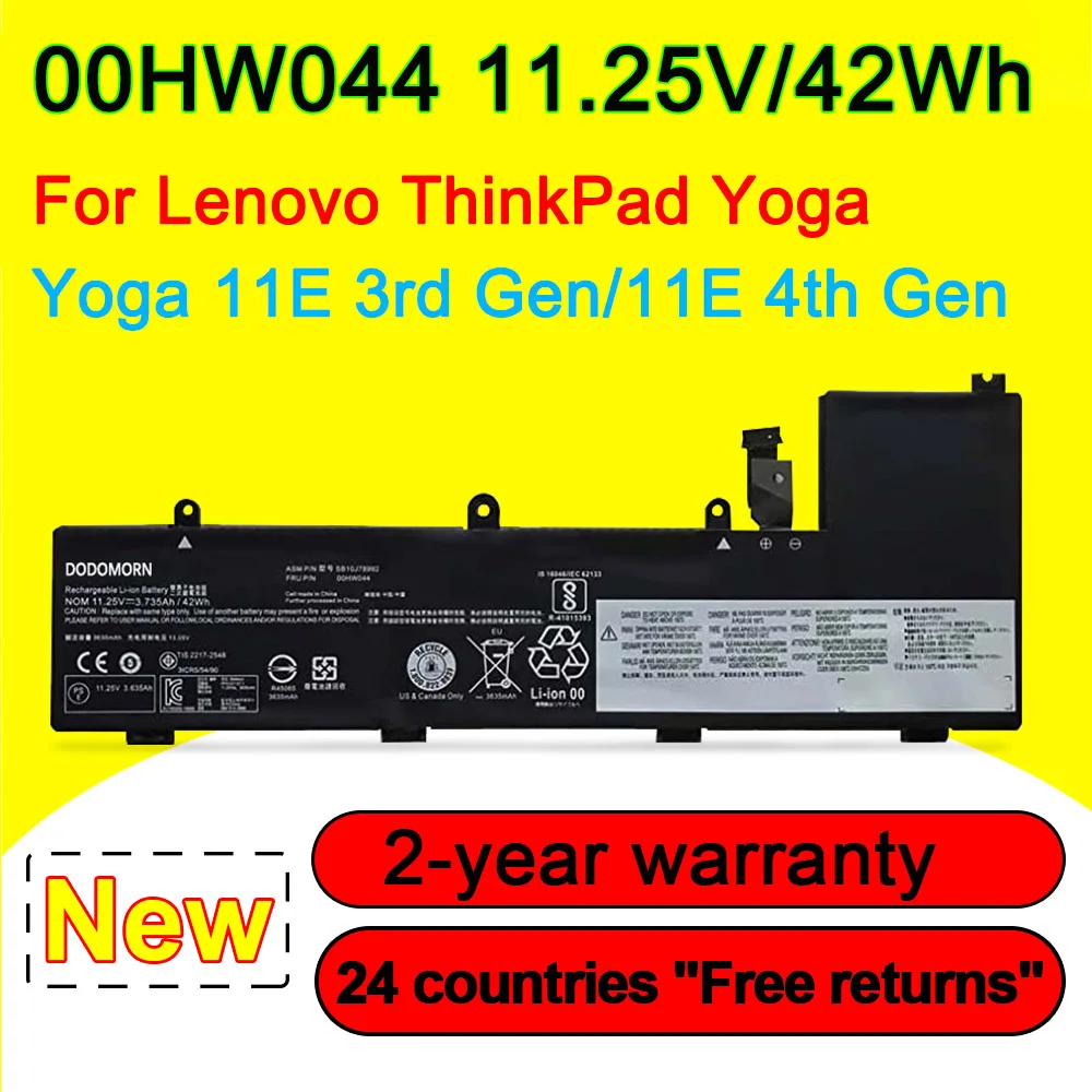 00HW044 For Lenovo ThinkPad Yoga 11E-20GC 20LM 20G8/11E 3rd Gen/11E 4th Gen Laptop Battery 00HW042 00HW043 11.25V 42Wh 3735mAh