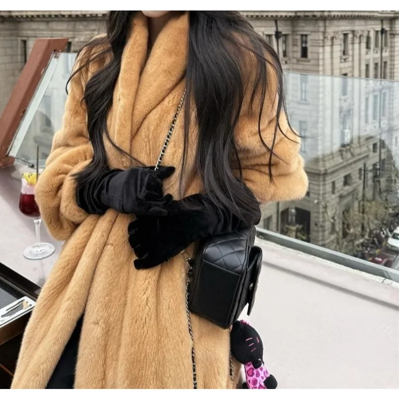 

Autumn and Winter New High-end Environmentally Fur Coat Temperament Loose and Thin Versatile Medium and Long Furry Coat Women