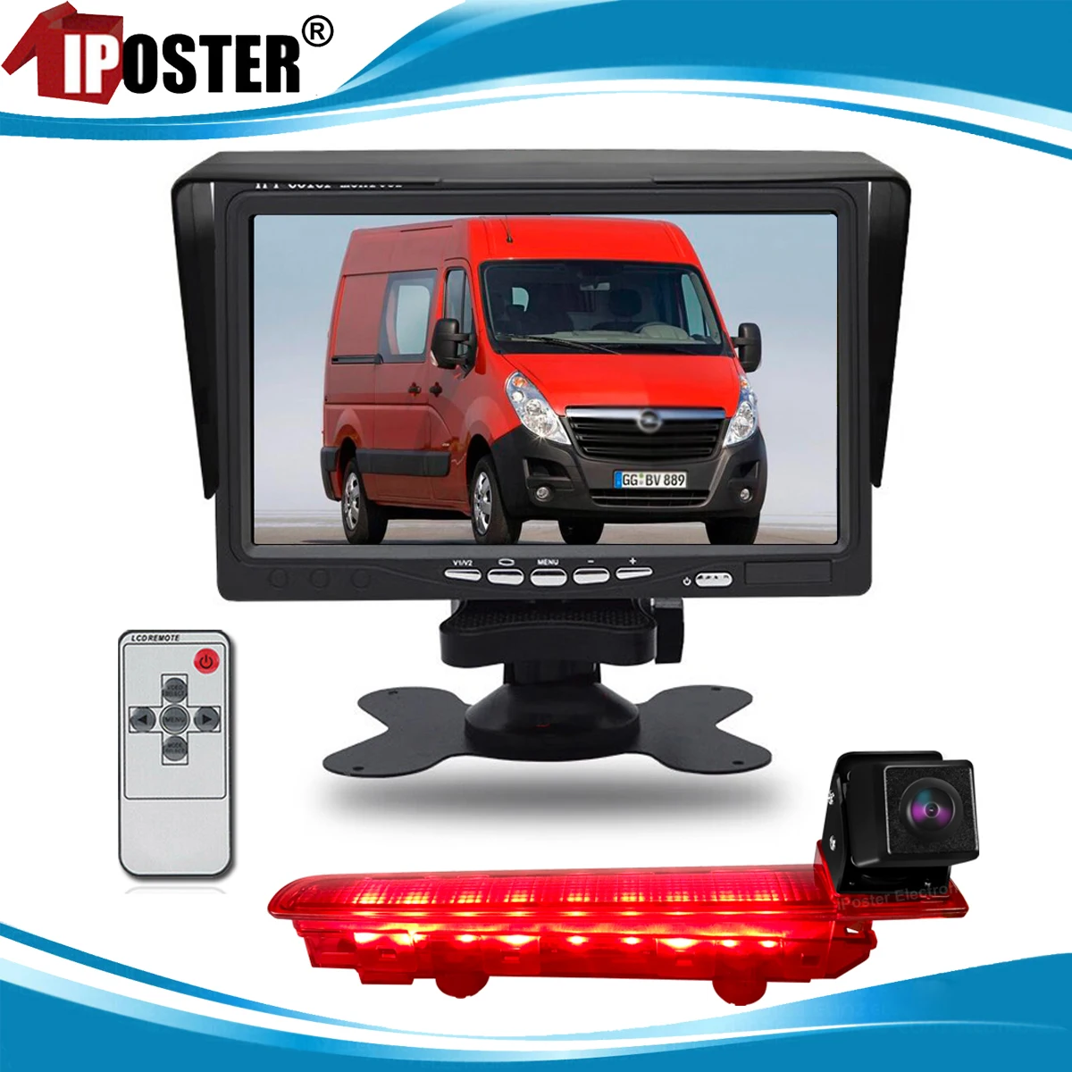 iPoster Car Monitor 3RD Brake Light Fisheye Lens Backup Reverse Camera AHD 1080P For Transporter VW T5/T6 2003-2022