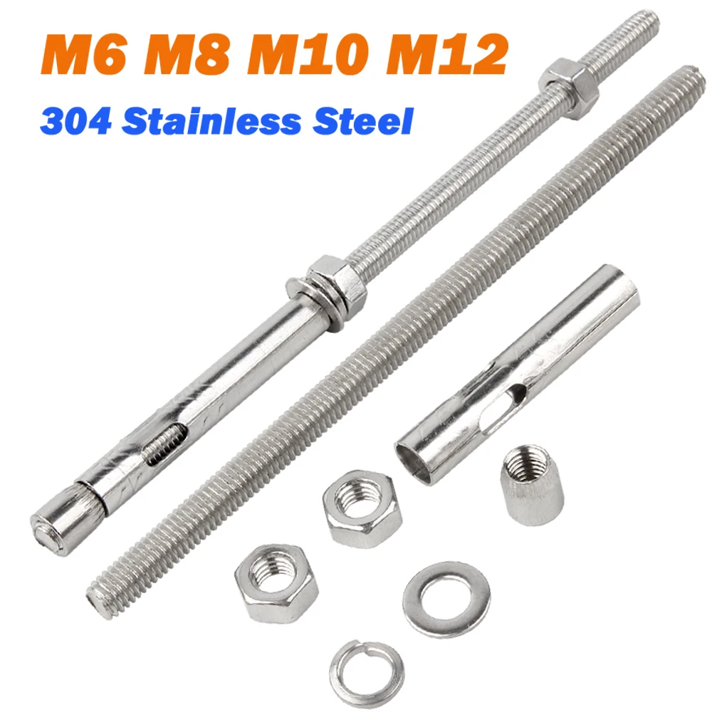 1 قطعة M6 M8 M10 M12 304 الفولاذ المقاوم للصدأ المدمج في التوسع المسمار مسدس عرافة المقبس رئيس الترباس البراغي الخرسانية