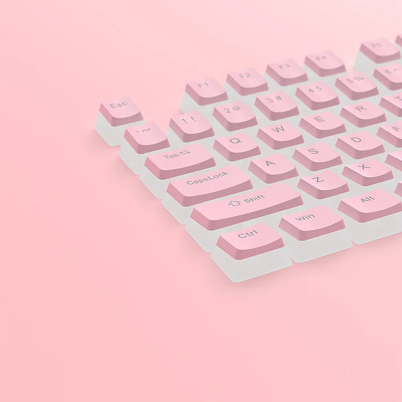 Pink keycap pudding keycap 130 key small full set of double leather milk two-color injection molding ABS luminous