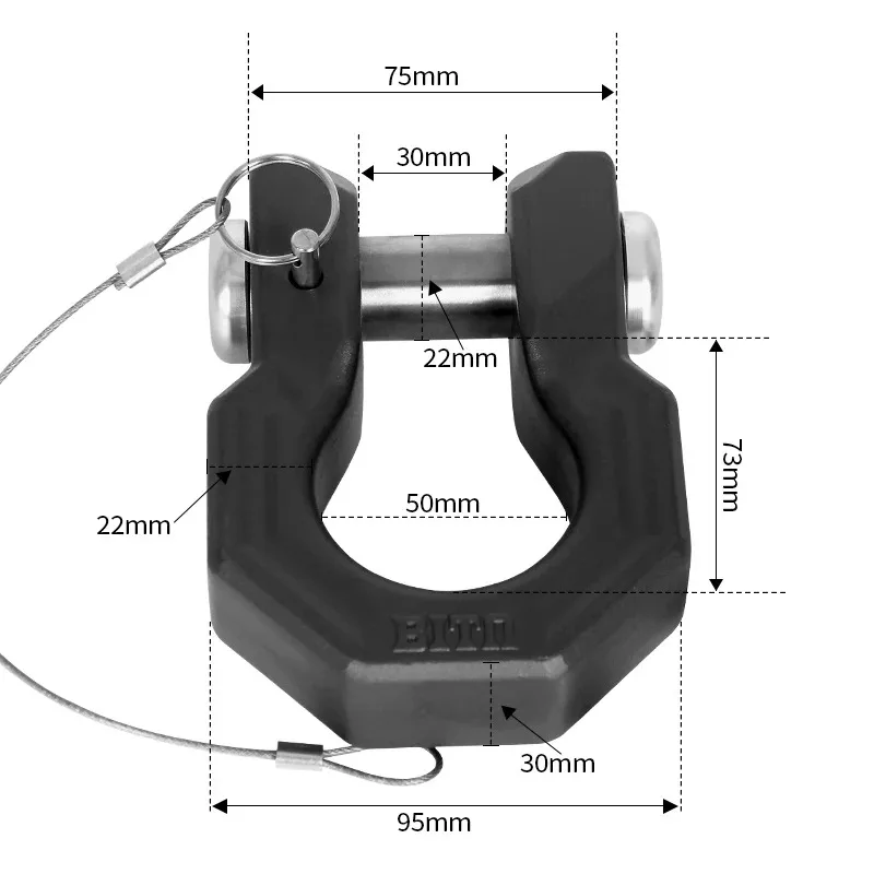 أسود 7075 سبائك الألومنيوم مزورة وصلة مقطورة القوس تكبل U-هوك سحب هوك تجديد أجزاء على الطرق الوعرة اكسسوارات السيارات