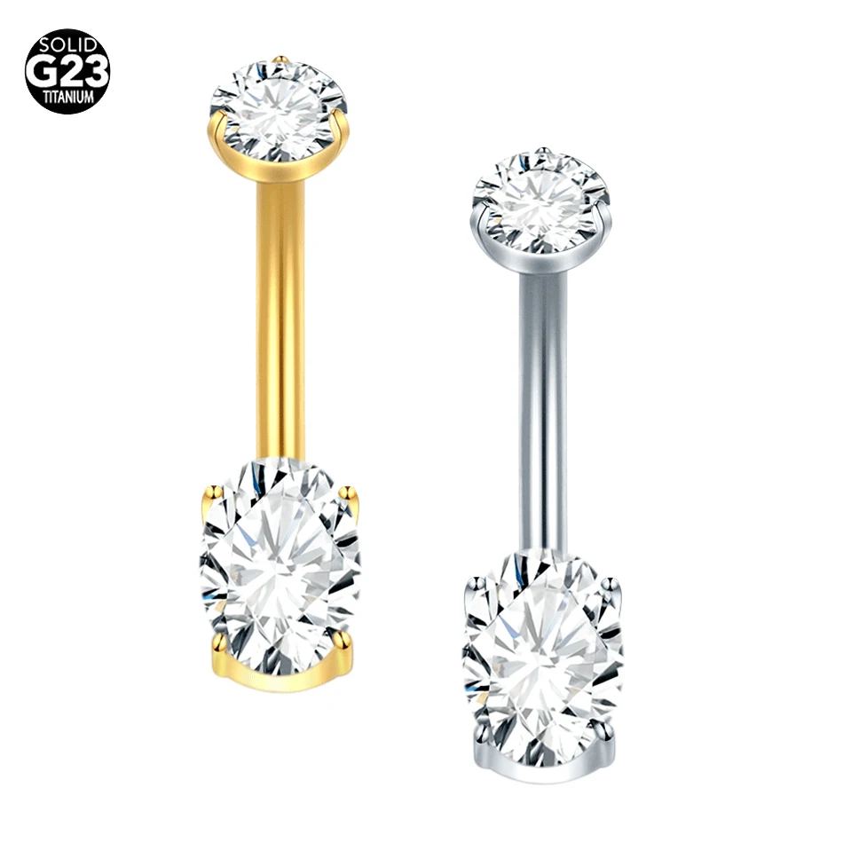 1Pc/5Pcs G23 Titanium Belly Piercing Ring Crystal Navel Ring Women Body Piercing Jewelry Internal Thread Belly Button Ring 14G