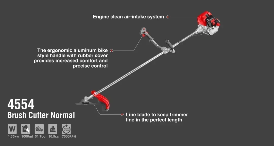 Ronix 4554 multi function 52cc garden tool 1350W petrol gasoline grass line trimmer brush cutter