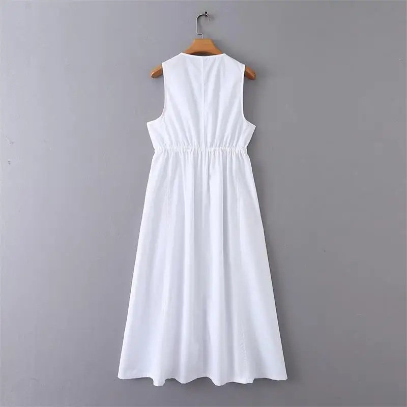 2024 New Dresses Summer Women\'s Fashion Chic Elastic Waist V-neck Long Holiday Women\'s Dress Elegant Youth Street Dress