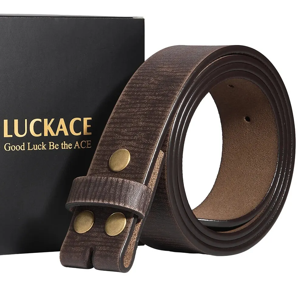 LUCKACE Design Retro Genuine Leather Cowhide Buckle Belts For Men Vintage Waistband Male Belt Accessory Gifts