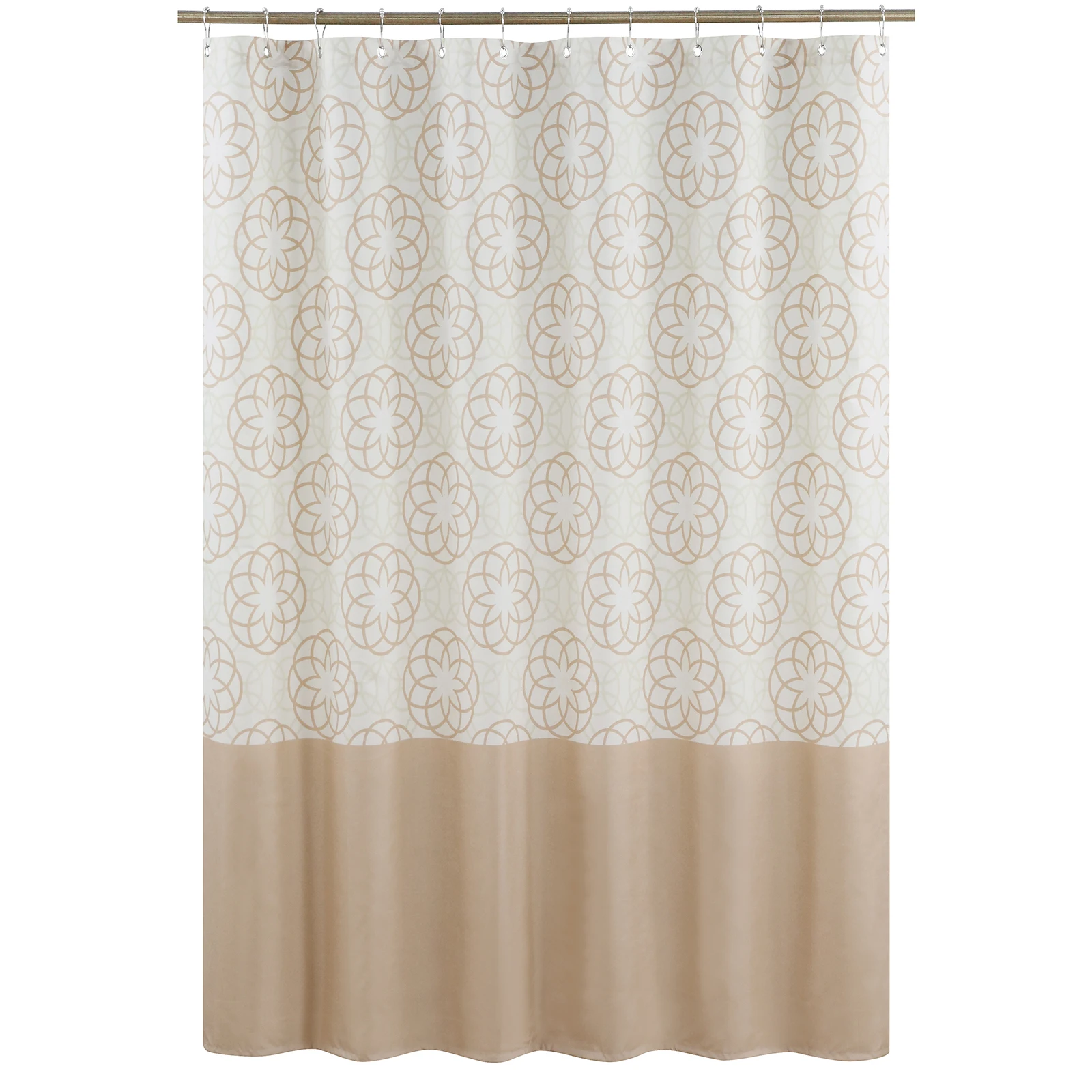 Odisha Farmhouse Tan Classic Polyester Waterproof Fabric Vintage Printed Decorative Cream Shower Curtain