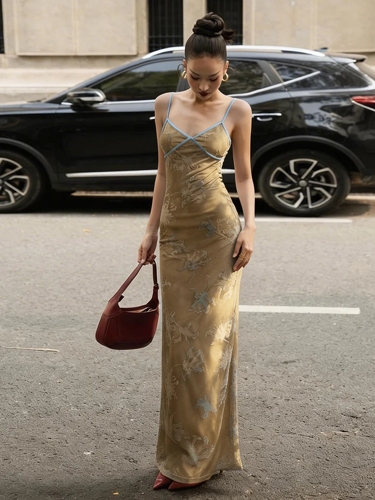 

Шикарное платье с художественным принтом Sisterlinda, женское платье с v-образным вырезом, без рукавов, облегающее, элегантное, летнее, модное, для ужина, вечеринки, отпуска, Vestidos