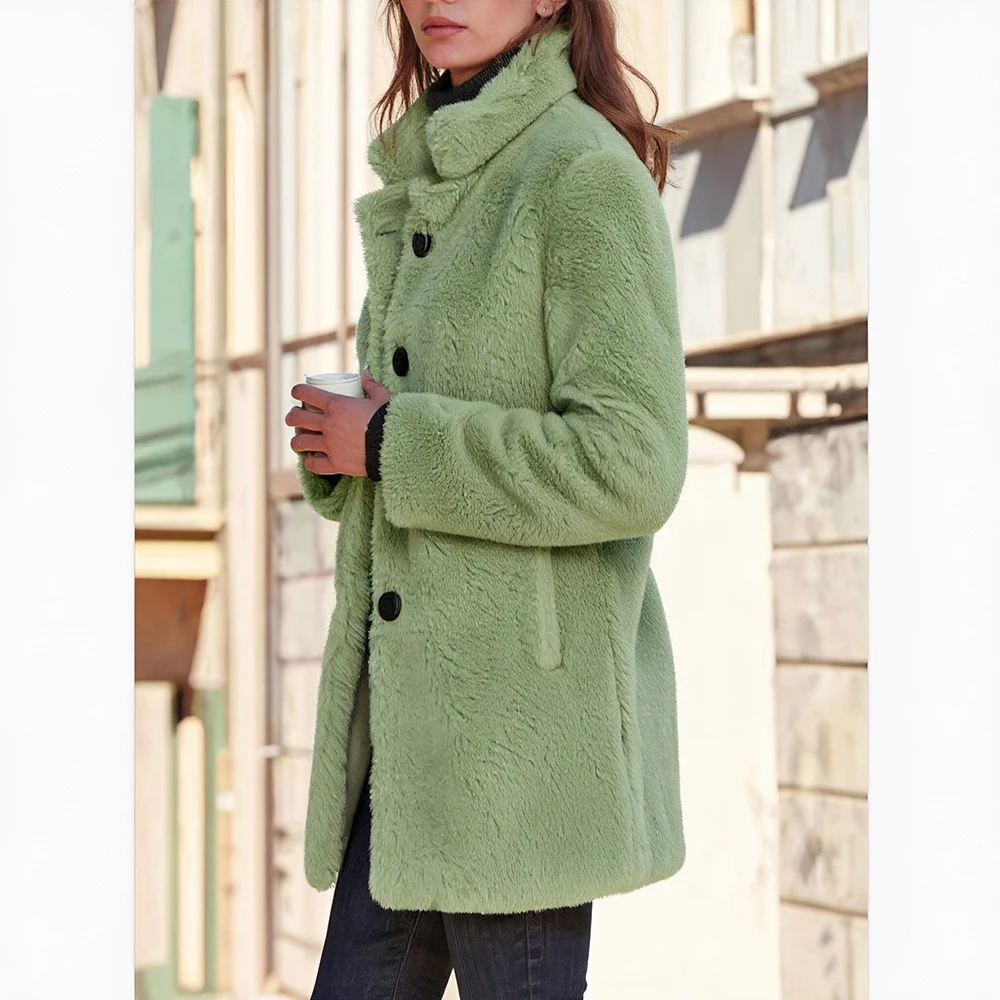 

Повседневное плюшевое пальто, весеннее платье, осенняя модная женская верхняя одежда, удобный мягкий материал, без украшения