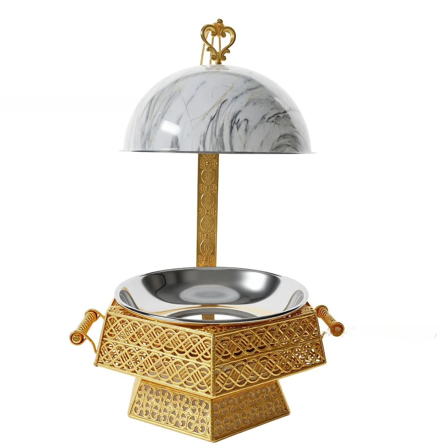 stainless steel water transfer hanging cover 8L black gold alcohol stove chafing dish round buffet stove