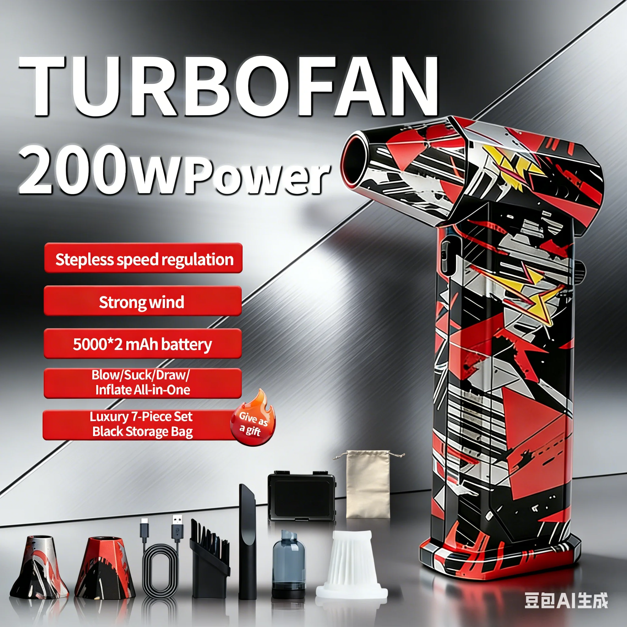 X9 High Speed Turbo Jet Blower Vacuum, Wireless Compressed Air Duster, Portable Turbo Fan, Dust Blowing, 300000RPM