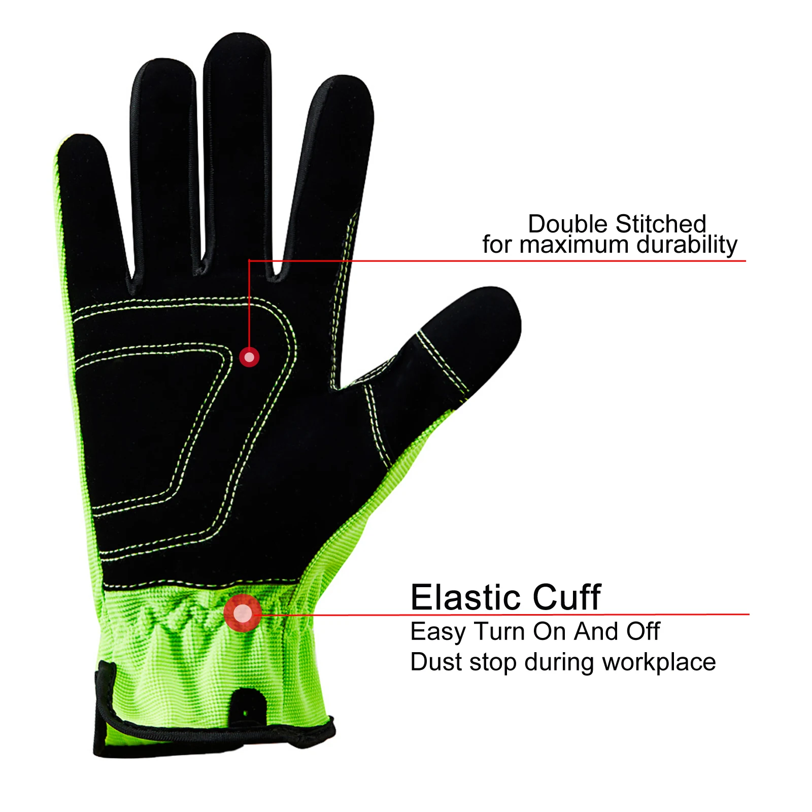 2-Pairs Mechanic Work Gloves, Synthetic Leather, Flexible Breathable Padded Palm For Cycling /Gardening /Yard Work /Driver