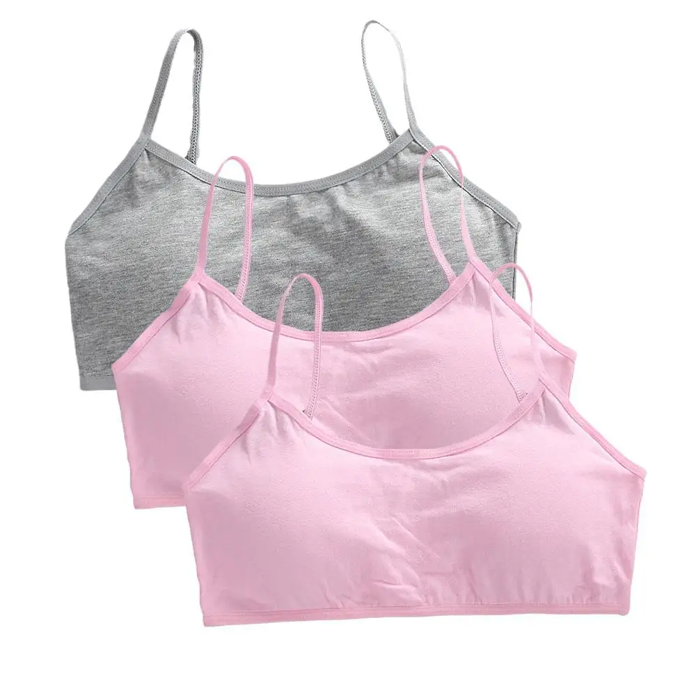 3 Stuks Tiener Meisjes Katoenen Tube Tops Jonge Kinderen Onderkleding Student Meisjes Draadloze Effen Kleur Bh Kinderen Sport Training Bh Vest
