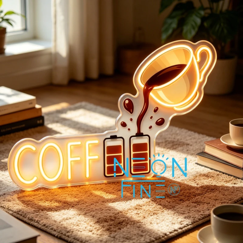 

Coffee Neon Sign Charging Coffee Keeps One Alive Neon Light Sign for Bedroom Coffee Shop Dining Bar Retail Space Pub Wall Decor