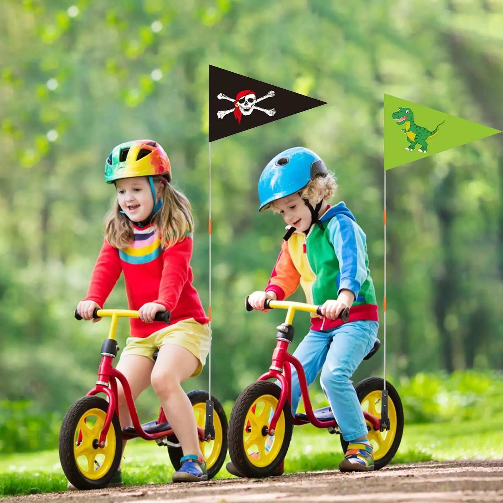 Adjustable Height Bicycle Flag Waterproof Kid Bicycle Safety Flags With Flagpole Bicycle Trailer Flag Outdoor Hassle-Free Riding