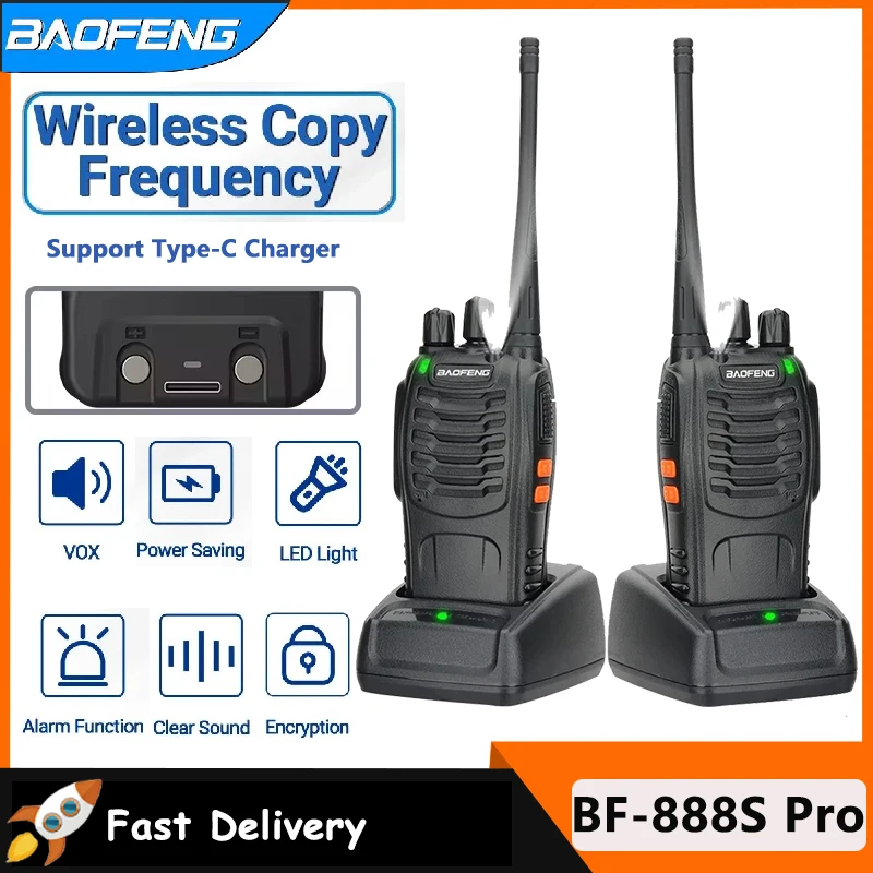 BF-888S Pro Baofeng Walkie Talkie BF888S Upgraded Two Way Radios Long Range UHF 400-470MHz Portable Ham 2/4PCS