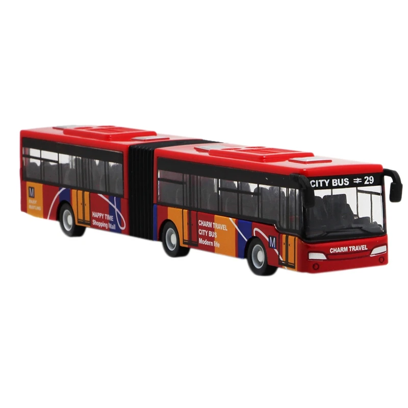 2Pcs Children's Diecast Model Vehicle Shuttle Bus Car Toys Small Baby Pull Back Toys Blue & Red