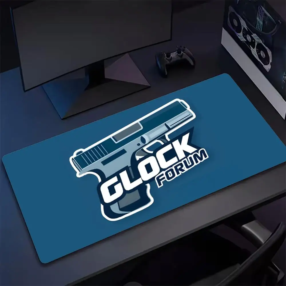 Cool Handgun Glock loog Mouse Pad Tapetes de Mesa Teclado, Borracha Kawai, Tapete de Mesa Antiderrapante, XXL90x40cm