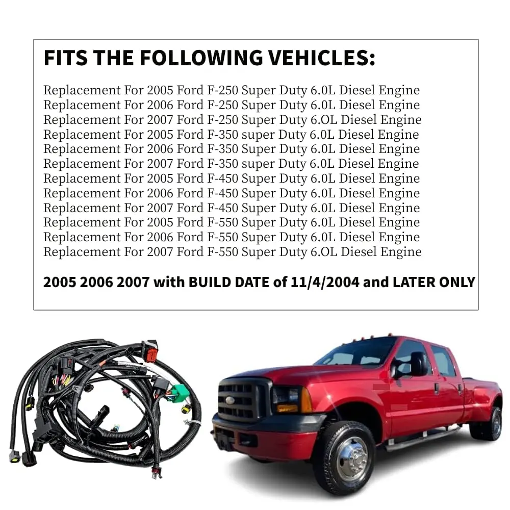 5C3Z12B637BA 6.0L Engine Wiring Harness Fit for 2005-2007 F250 F350 F450 Ford Cable Super Duty Diesel Powerstroke 5C3Z-12B637-BA