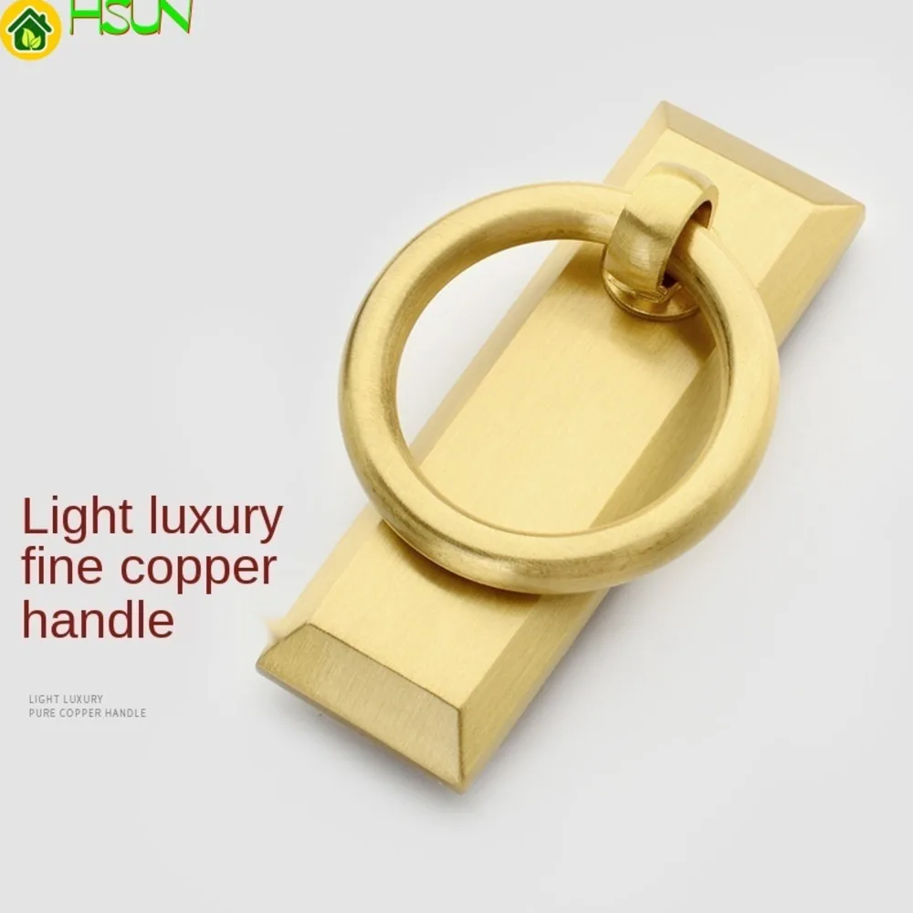 Pure copper handle drawer wardrobe door handle golden new Chinese Brass cabinet handle classical modern simplicity