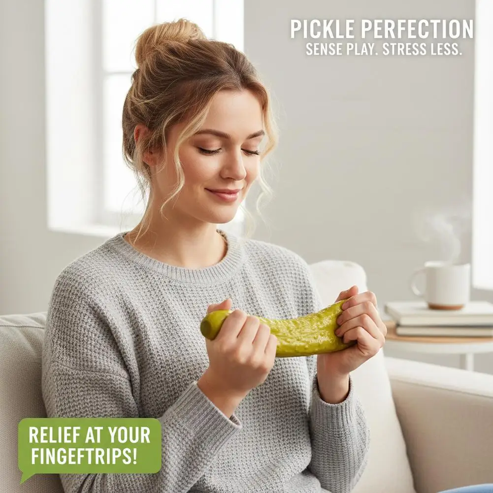 Jumbo Pickle Squishy Stressabbau-Set, Großer Gurken-Quetschball, Langsam Aufsteigender Stresskiller für Erwachsene – Detail 6