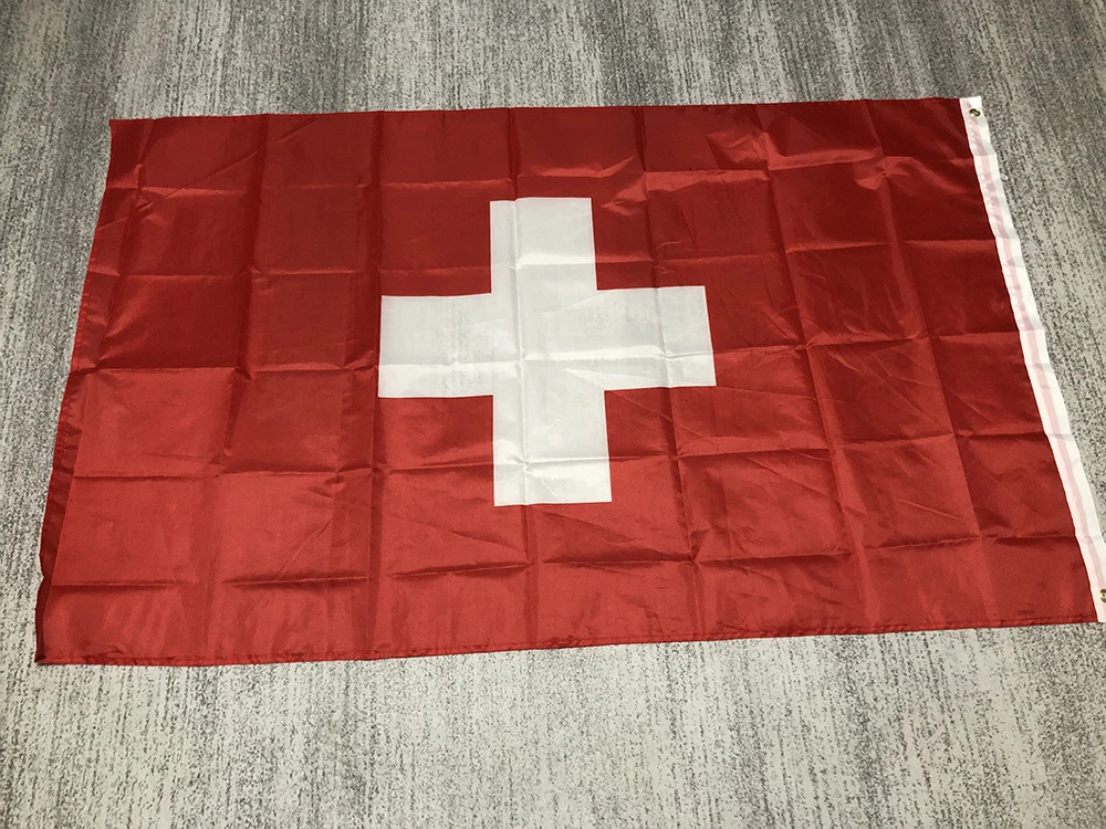 ZXZ free shipping NEW Swiss national Flag 90x150cm 3x5FT Polyester white cross ch che Swiss Switzerland flag banner