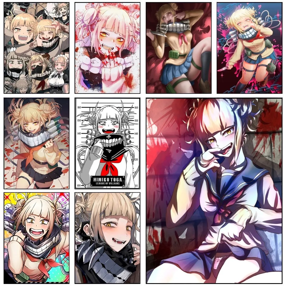 My Hero Academia Himiko Toga Poster Self-adhesive Art Waterproof Paper Sticker Coffee House Bar Room Wall Decor