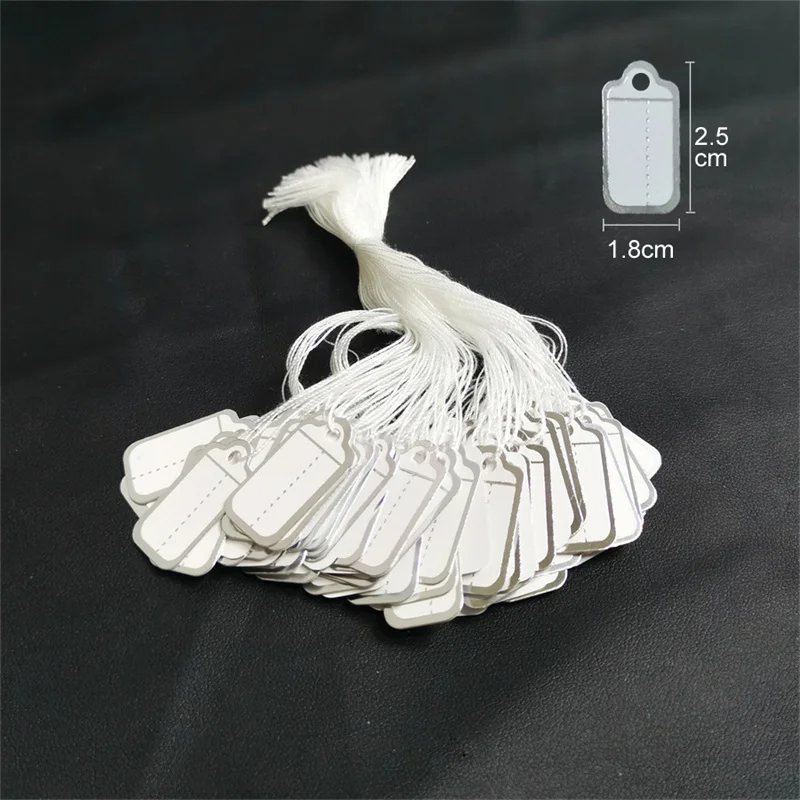 100 قطعة/الوحدة علامات أسعار المجوهرات تسميات مكتوبة بخط اليد مع سلسلة ورق ملون ذهبي/فضي للملحقات والأدوات