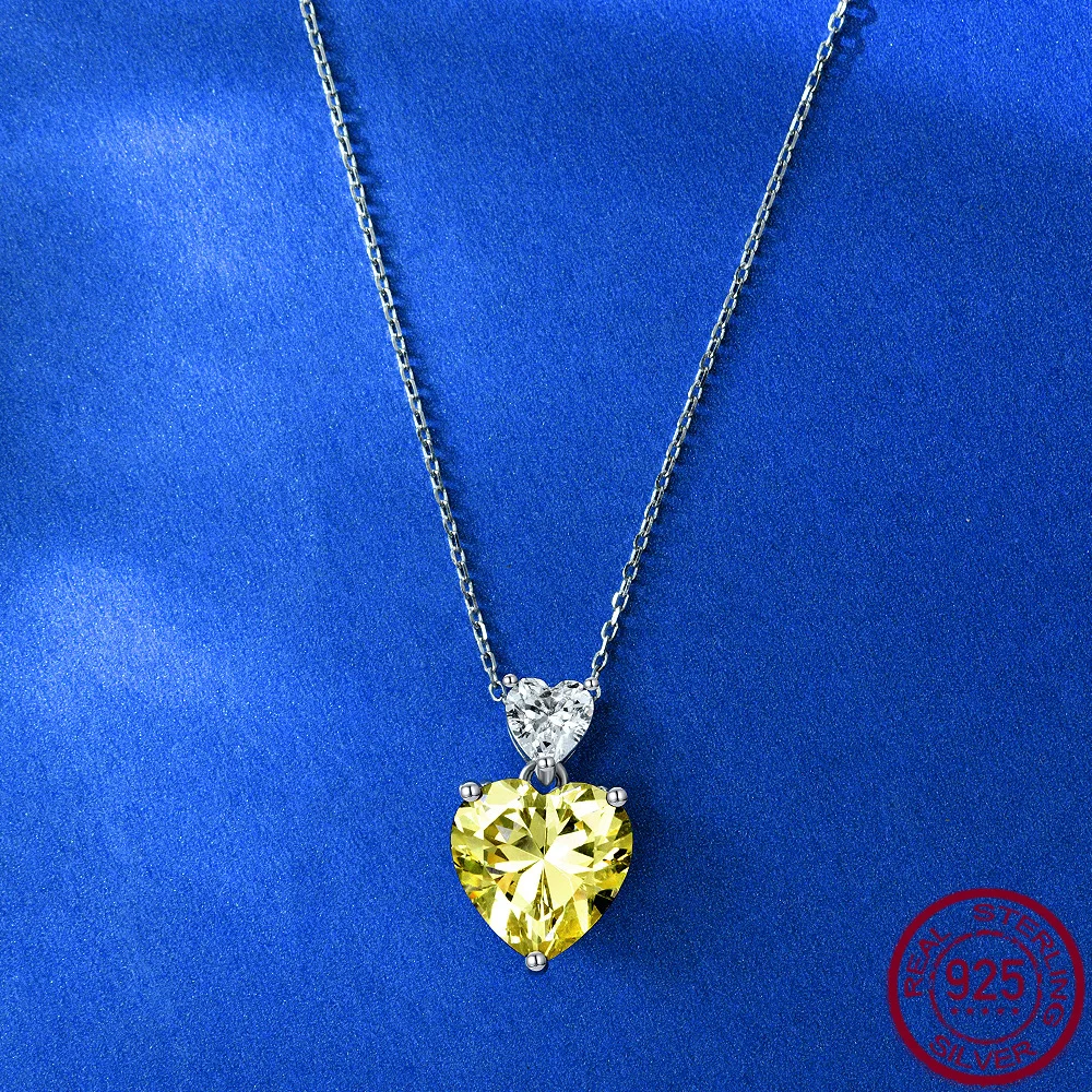 New S925 Silver Simple Cute Sweet 6.5ct Love 10 * 10 Peach Heart Pendant Necklace Clavicle Chain Engagement Jewelry