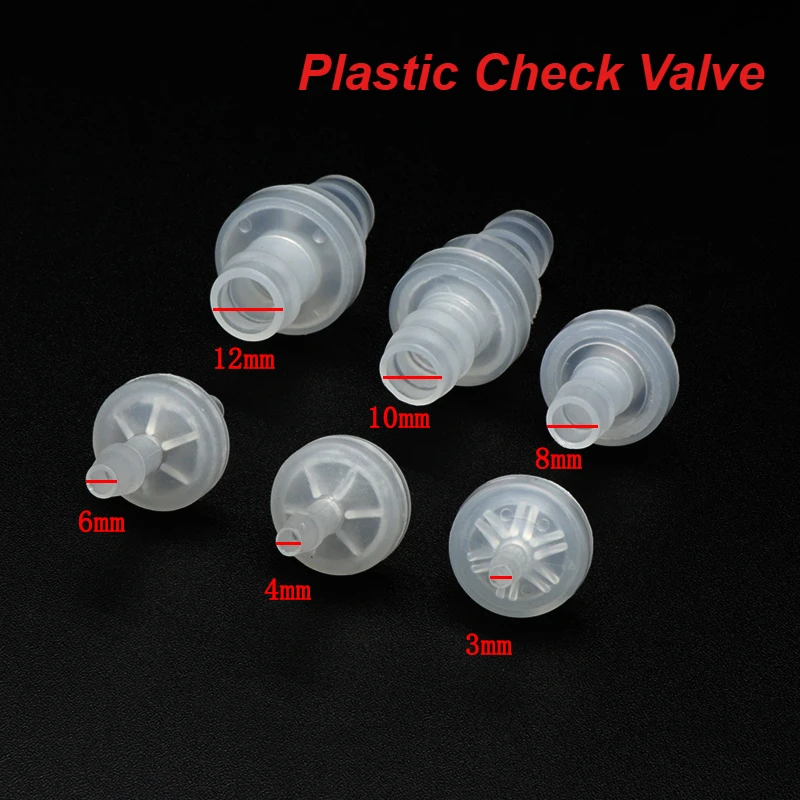 

2pcs 3 4 6 8 10 12mm Plastic One-Way Non-Return Pagoda Inline Fluids Check Valve for Fuel Gas Liquid Ozone-Resistant Water Stop