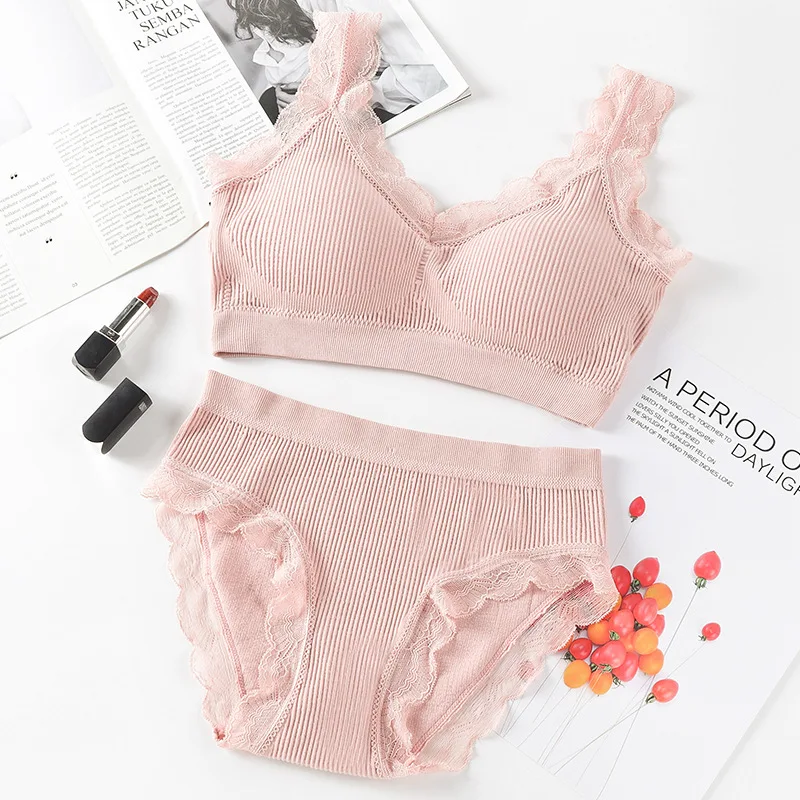 Lace Girls' Bra Set with No Steel Circles, Underwear, Underwear, Two Piece Set image 4