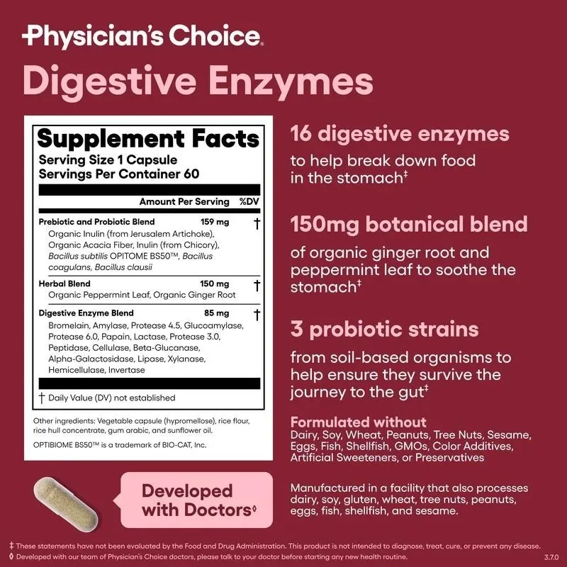 Digestive Enzymes - with Multi Enzymes To Help Urinary Tract Health,Digestive System,and Balance Intestinal Flora