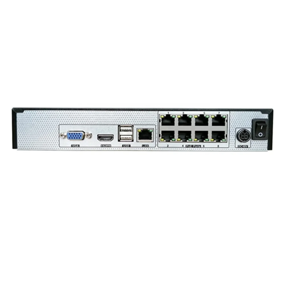 UHD TVT OEM 8CH H.265 POE NVR Max 5 Megapixels IP CCTV Camera Plug & Play Input support HDD 1 SATA